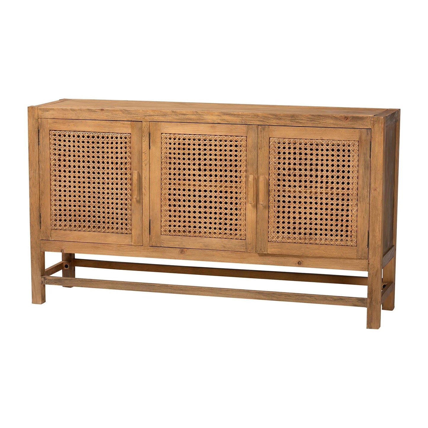 bali & pari Sibu Bohemian Natural Rattan and Reclaimed Wood Cabinet FredCo