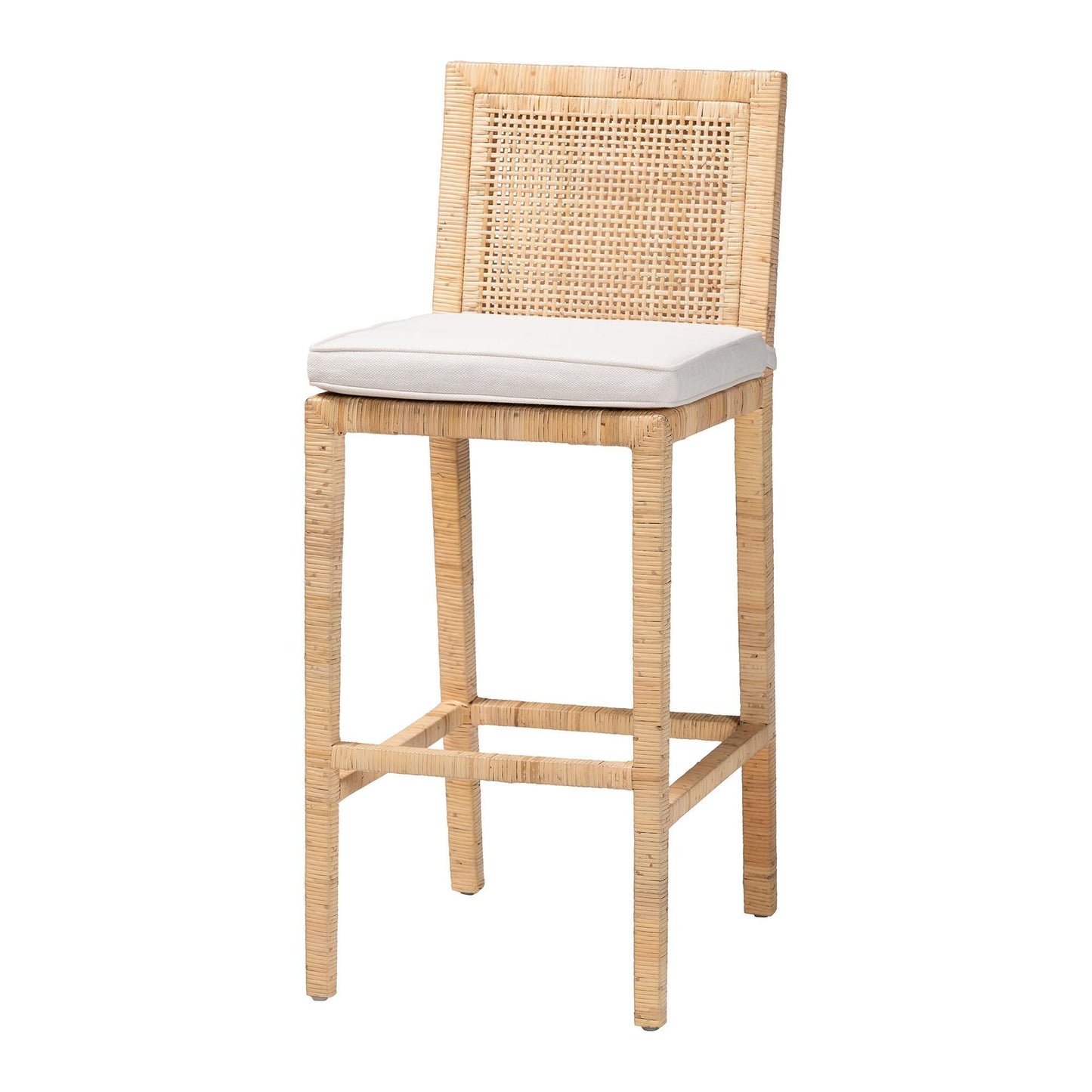 bali & pari Sofia Bohemian Natural Rattan Bar Stool FredCo