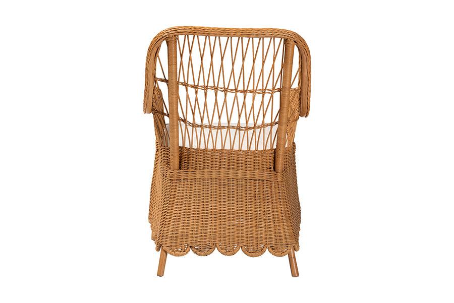 bali & pari Teresa Bohemian Light Honey Scalloped Rattan Arm Chair FredCo