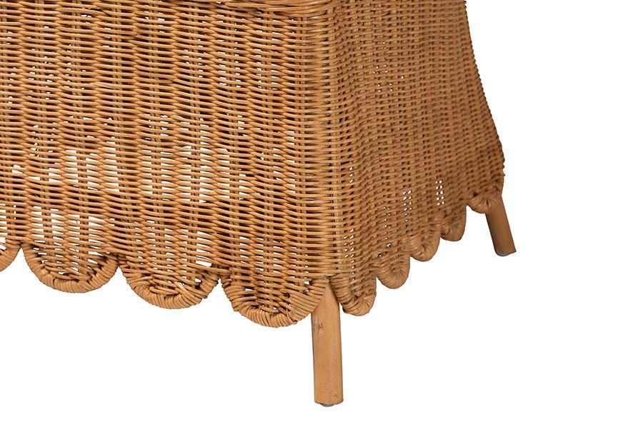 bali & pari Teresa Bohemian Light Honey Scalloped Rattan Arm Chair FredCo
