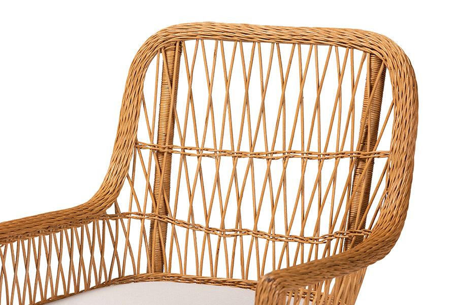 bali & pari Teresa Bohemian Light Honey Scalloped Rattan Arm Chair FredCo