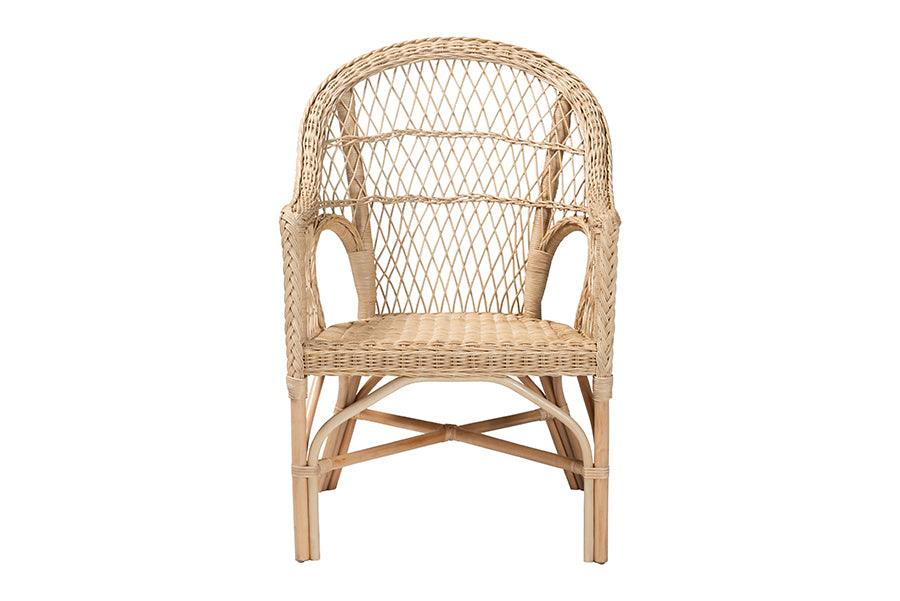 bali & pari Zaira Modern Bohemian Natural Rattan Arm Chair FredCo