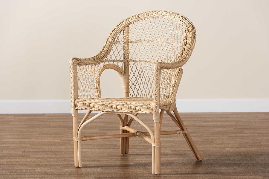 bali & pari Zaira Modern Bohemian Natural Rattan Arm Chair FredCo