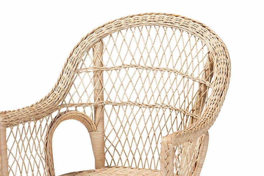 bali & pari Zaira Modern Bohemian Natural Rattan Arm Chair FredCo