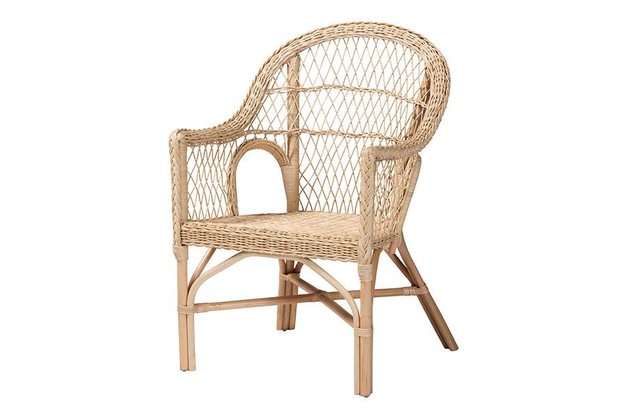 bali & pari Zaira Modern Bohemian Natural Rattan Arm Chair FredCo