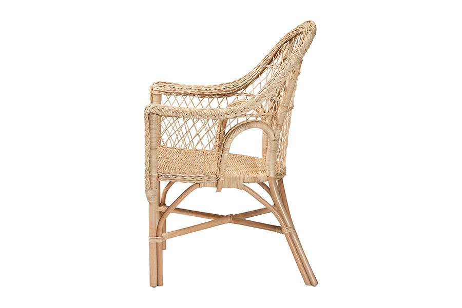 bali & pari Zaira Modern Bohemian Natural Rattan Arm Chair FredCo