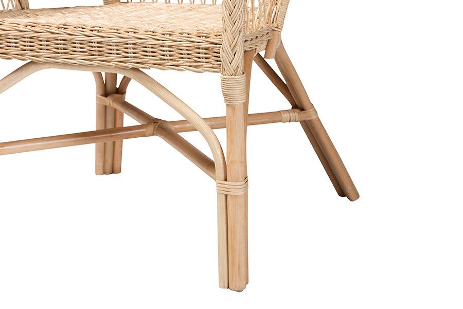 bali & pari Zaira Modern Bohemian Natural Rattan Arm Chair FredCo