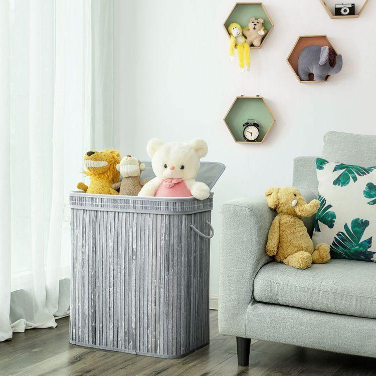 Bamboo Grey Laundry Basket FredCo