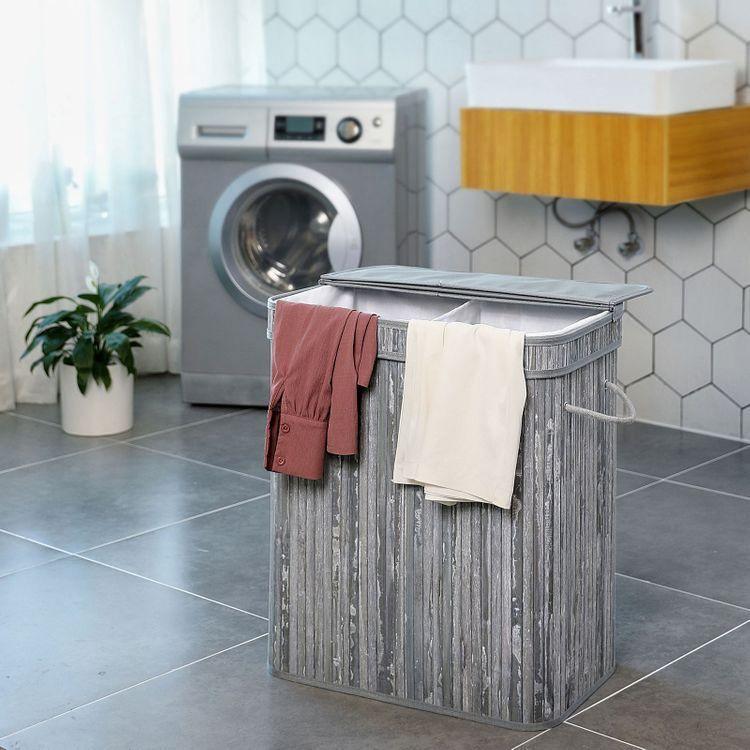 Bamboo Grey Laundry Basket FredCo