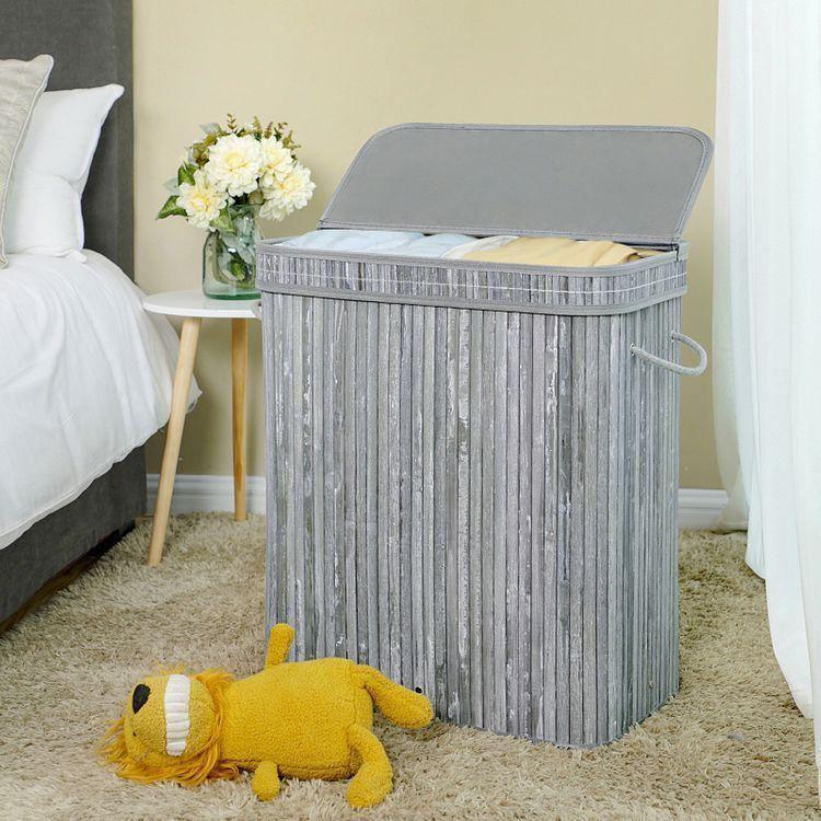 Bamboo Grey Laundry Basket FredCo