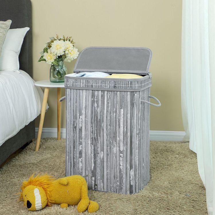 Bamboo Grey Laundry Hamper FredCo