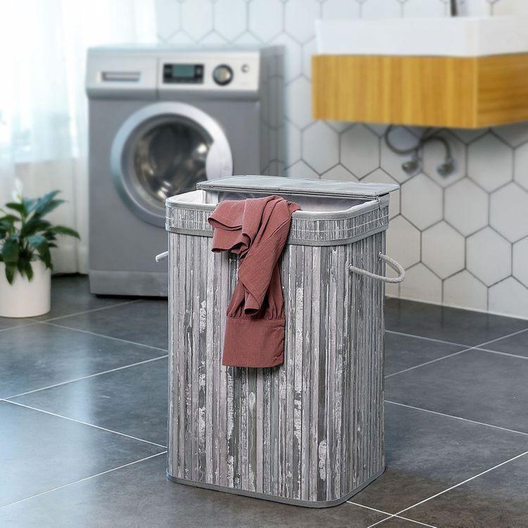 Bamboo Grey Laundry Hamper FredCo