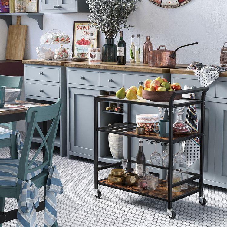 Bar Cart with Storage Shelf FredCo