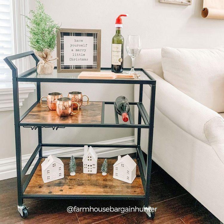 Bar Cart with Storage Shelf FredCo