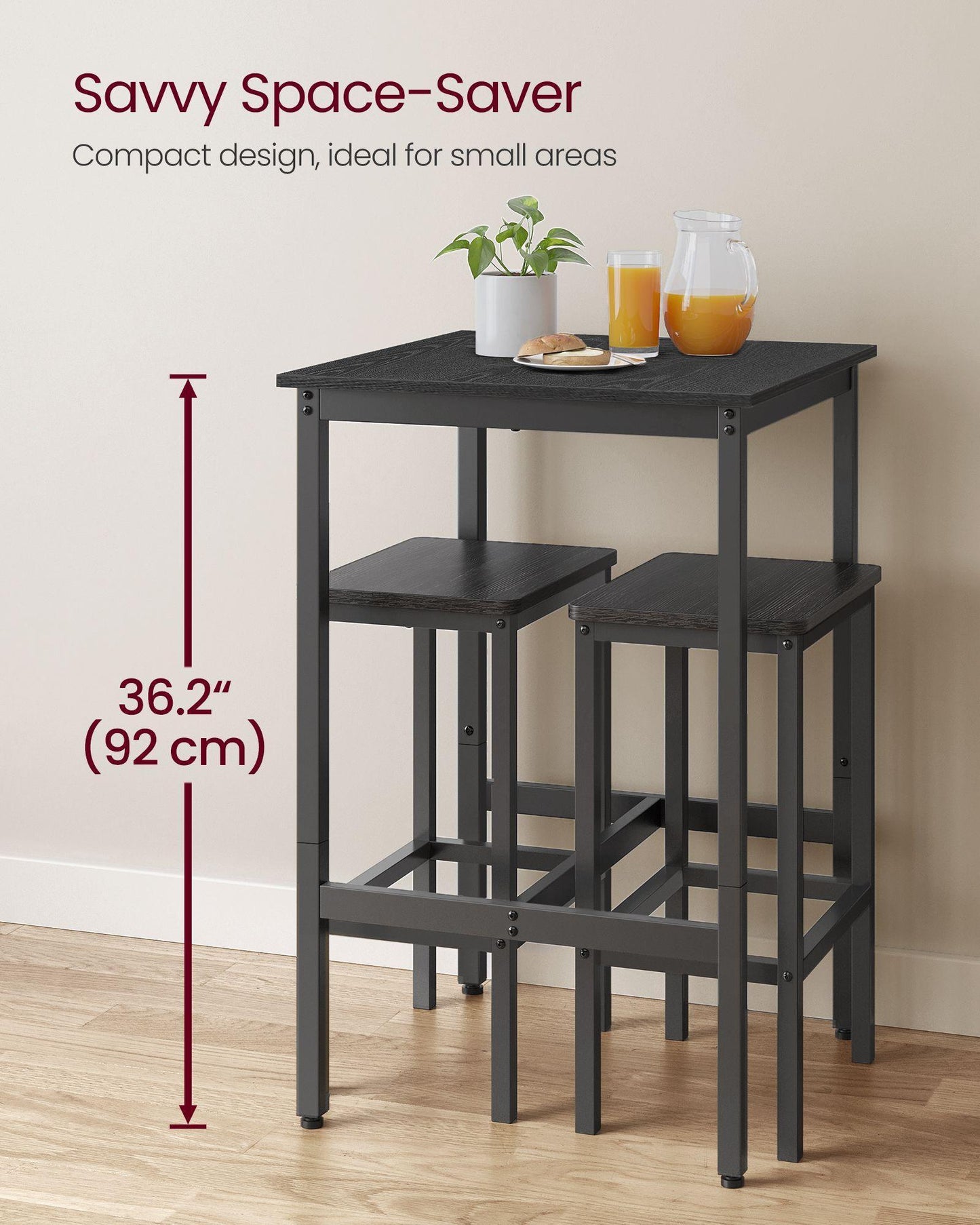 Bar Table with Metal Frame Ebony Black and Black FredCo