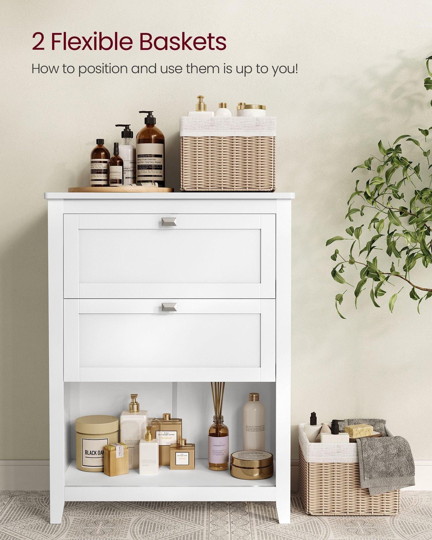 Bathroom Cabinet with 2 Drawers Cloud White FredCo
