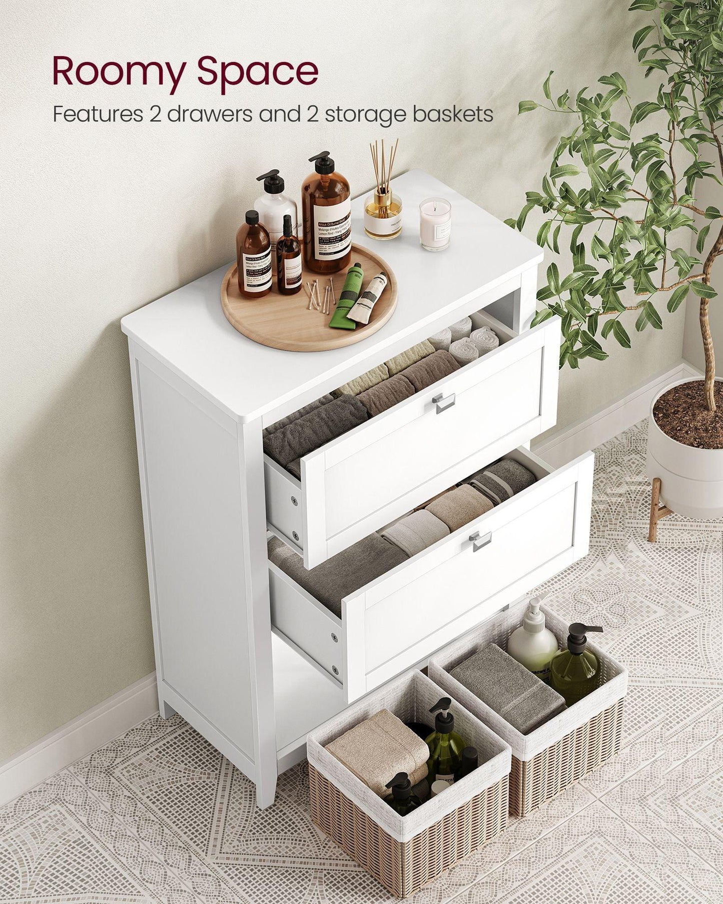 Bathroom Cabinet with 2 Drawers Cloud White FredCo