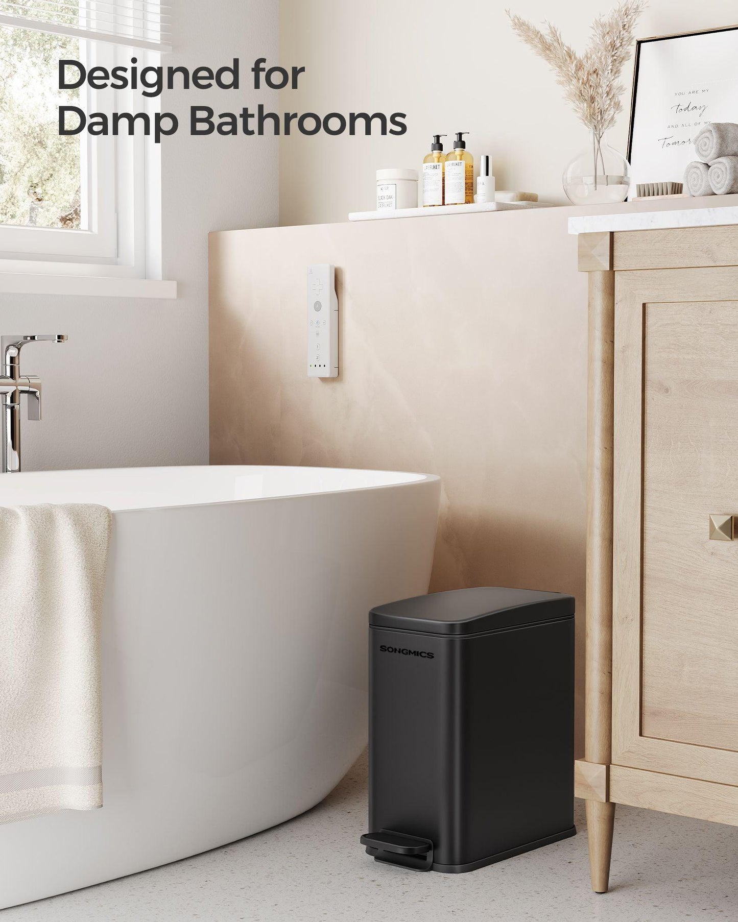 Bathroom Trash Can Ink Black FredCo