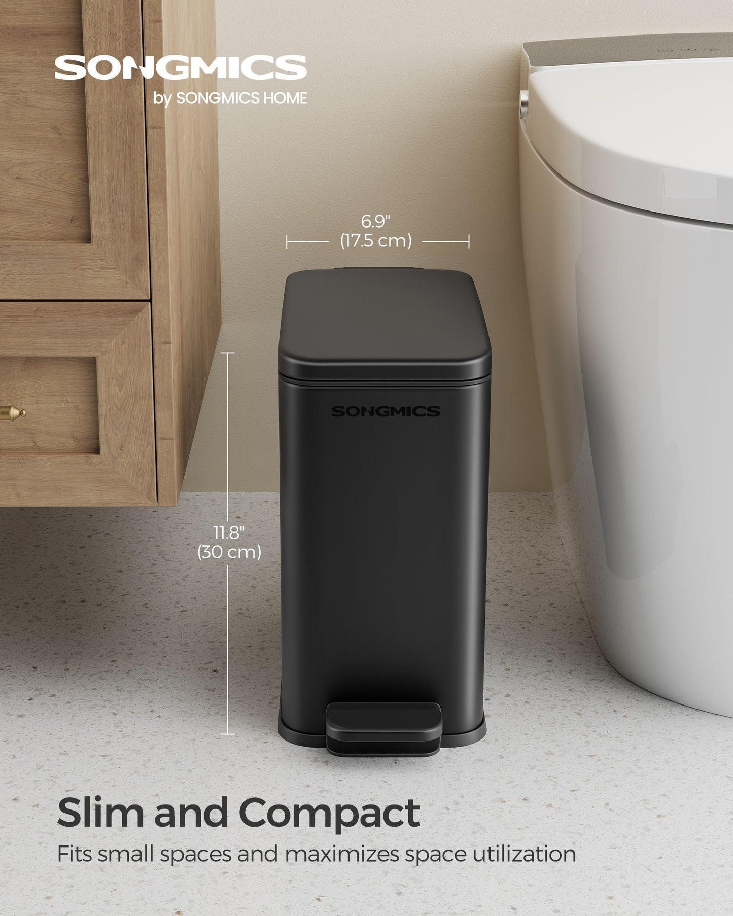 Bathroom Trash Can Ink Black FredCo