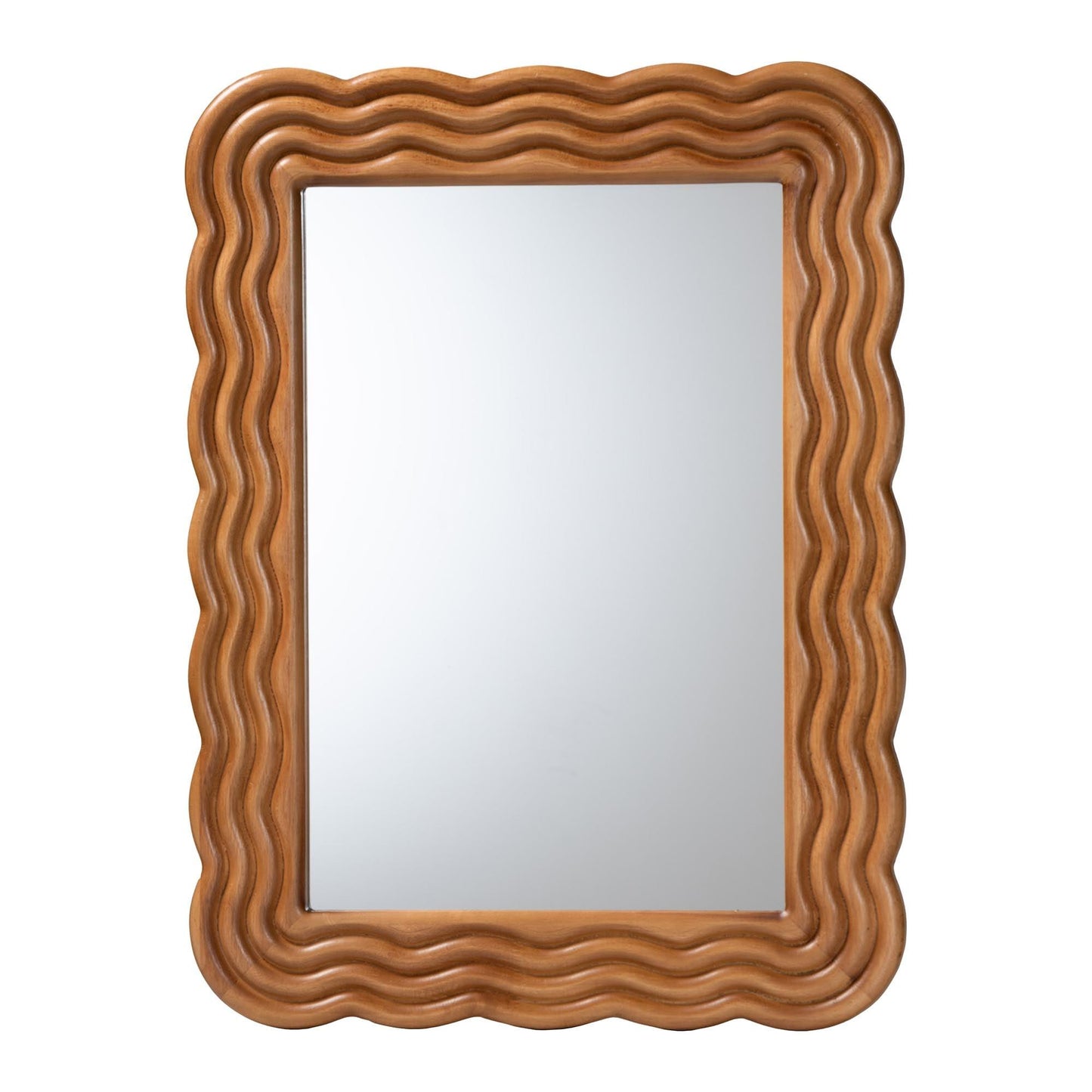 Baxton Studio Acantha Modern Walnut Brown Scallop-framed Accent Mirror FredCo