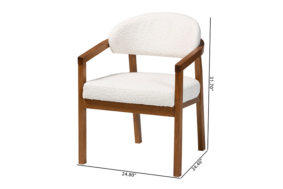 Baxton Studio Biana Boucle Dining Chair - Modern Upholstered Accent Armchair, Cream, Minimalist Design FredCo