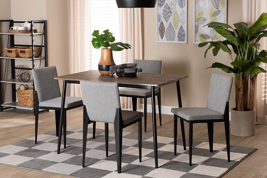 Baxton Studio Bishop Industrial Grey Fabric and Metal Dining Set FredCo