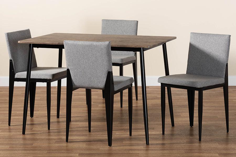 Baxton Studio Bishop Industrial Grey Fabric and Metal Dining Set FredCo