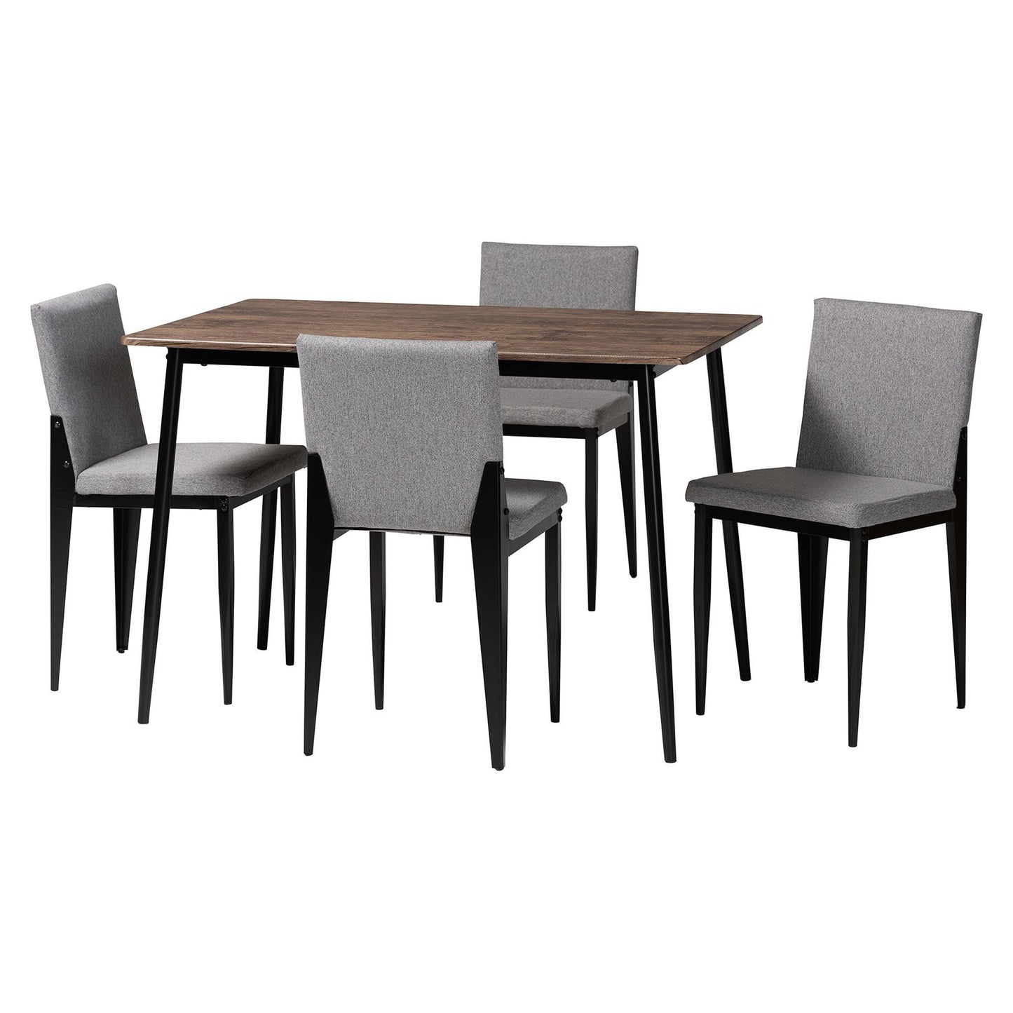 Baxton Studio Bishop Industrial Grey Fabric and Metal Dining Set FredCo
