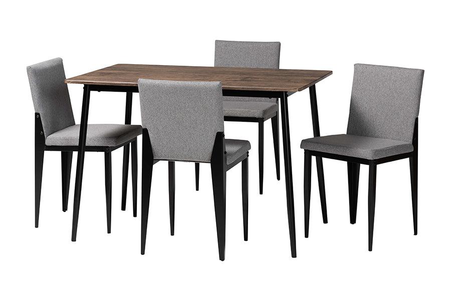 Baxton Studio Bishop Industrial Grey Fabric and Metal Dining Set FredCo