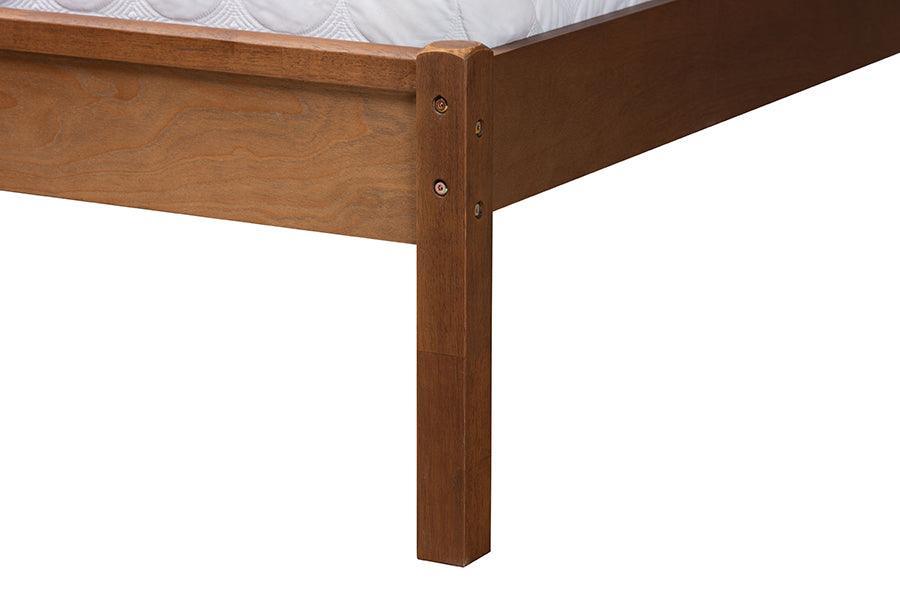 Baxton Studio Blossom Classic and Traditional Ash Walnut Finished Wood and Rattan Platform Bed FredCo