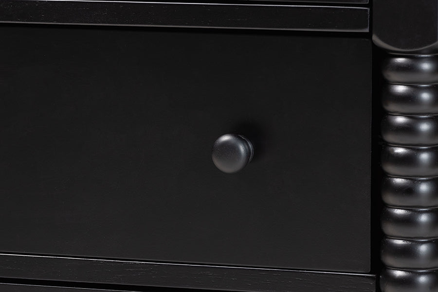 Baxton Studio Braith Farmhouse Black Spindle Wood 7-Drawer Dresser FredCo