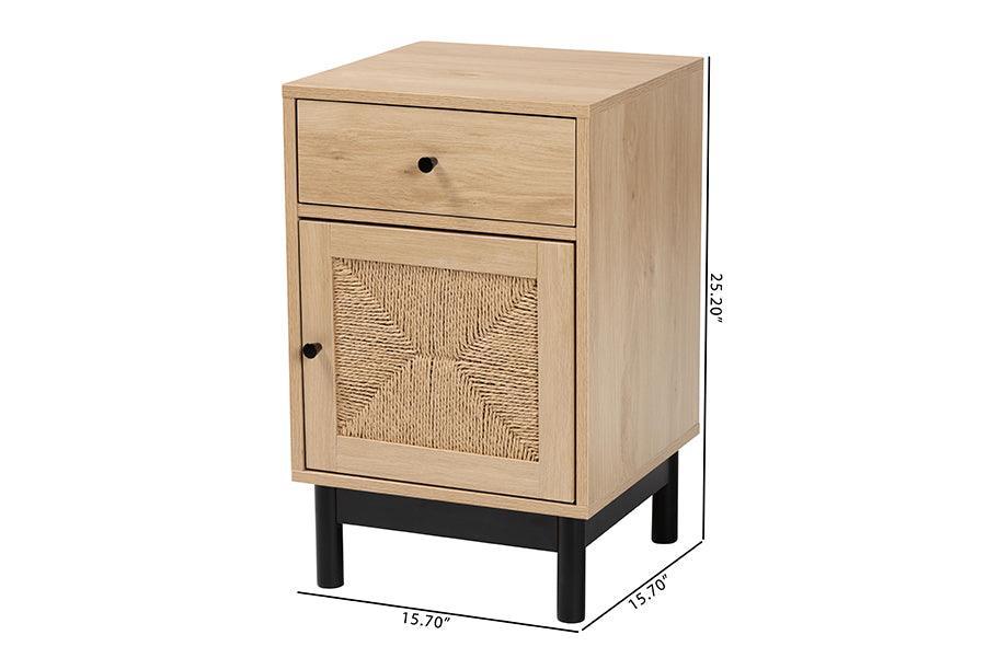 Baxton Studio Cherelle Mid-Century Modern Light Brown and Black 1-Drawer End Table FredCo