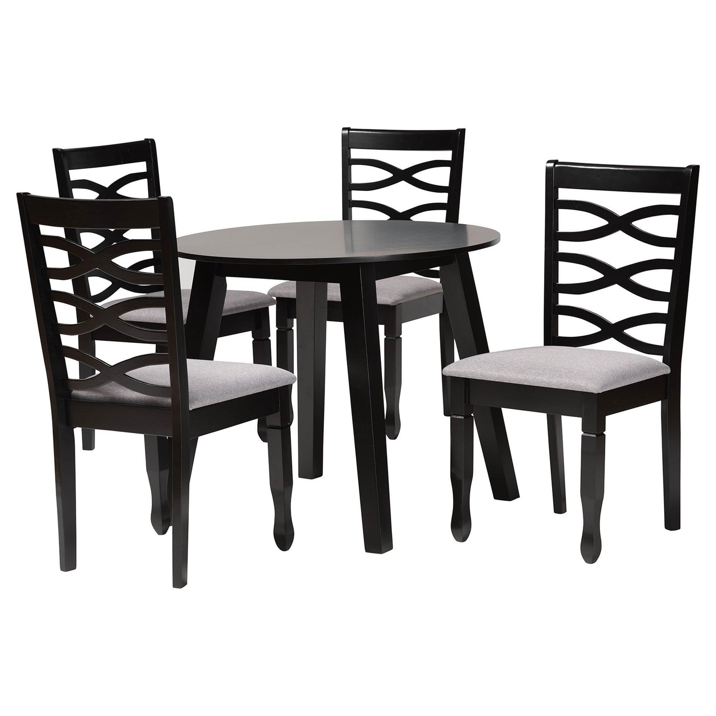 Baxton Studio Darina Modern Grey Fabric and Dark Brown Finished Wood 5-Piece Dining Set FredCo