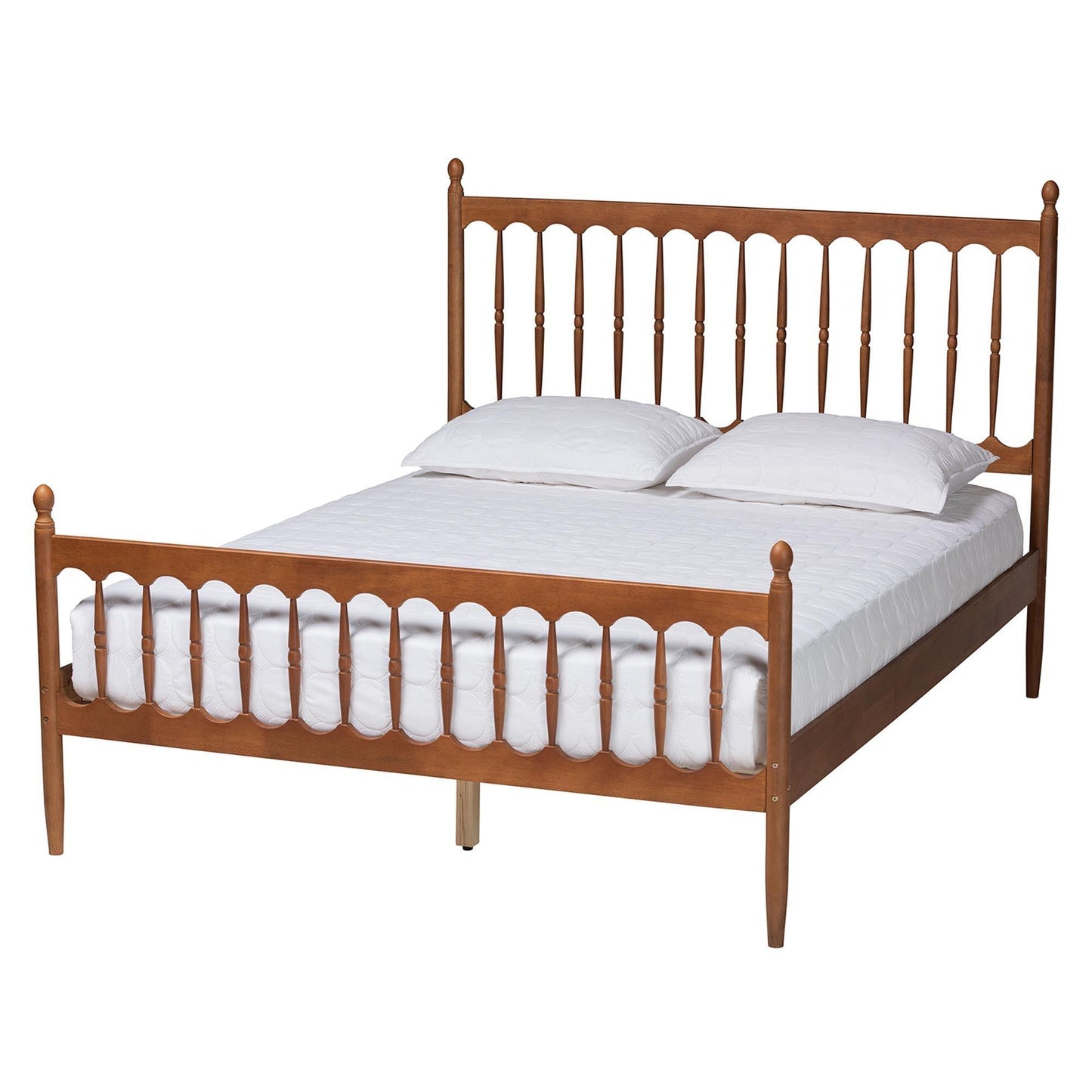 Baxton Studio Deance Retro-Modern Walnut Brown Finished Wood Queen Size Platform Bed FredCo