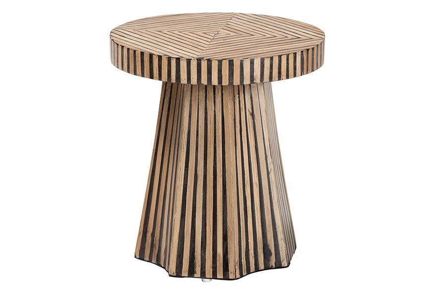 Baxton Studio Devika Modern Bohemian Two-Tone Natural and Dark Brown Bamboo End Table FredCo