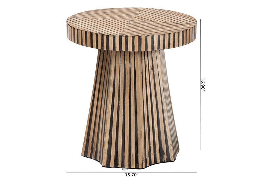 Baxton Studio Devika Modern Bohemian Two-Tone Natural and Dark Brown Bamboo End Table FredCo