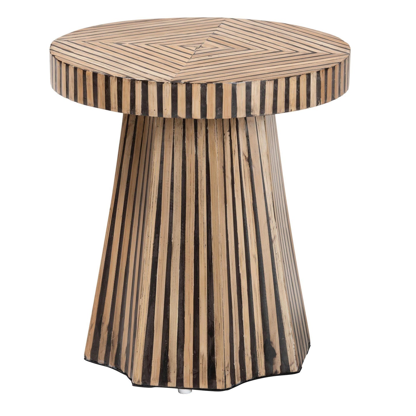 Baxton Studio Devika Modern Bohemian Two-Tone Natural and Dark Brown Bamboo End Table FredCo