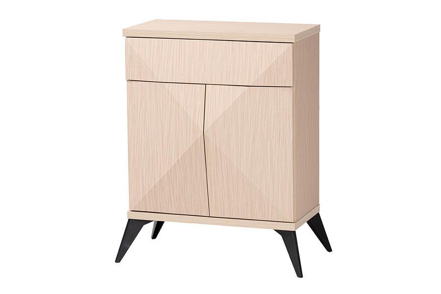 Baxton Studio Draper Mid-Century Modern Two-Tone Light Brown and Black Wood 2-Door Sideboard Buffet FredCo