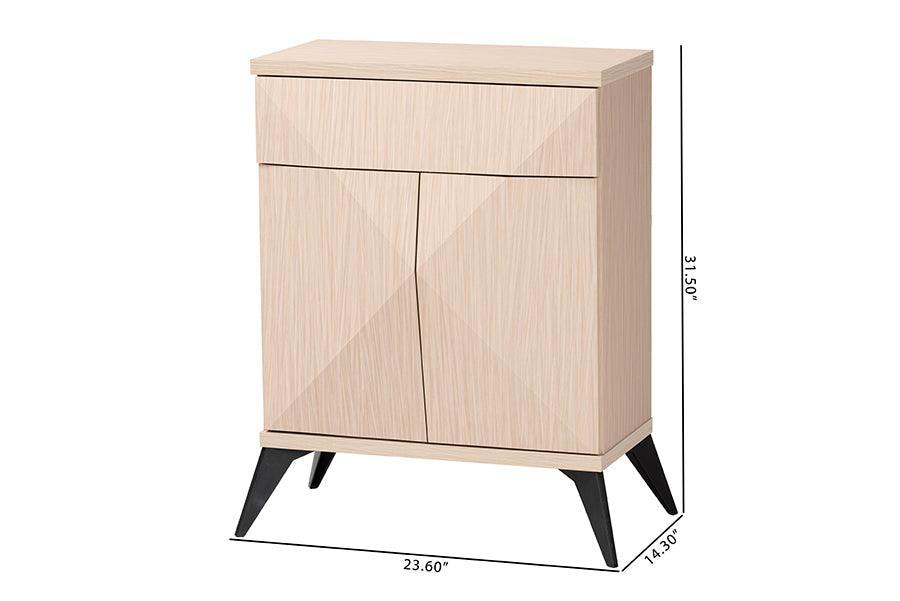 Baxton Studio Draper Mid-Century Modern Two-Tone Light Brown and Black Wood 2-Door Sideboard Buffet FredCo