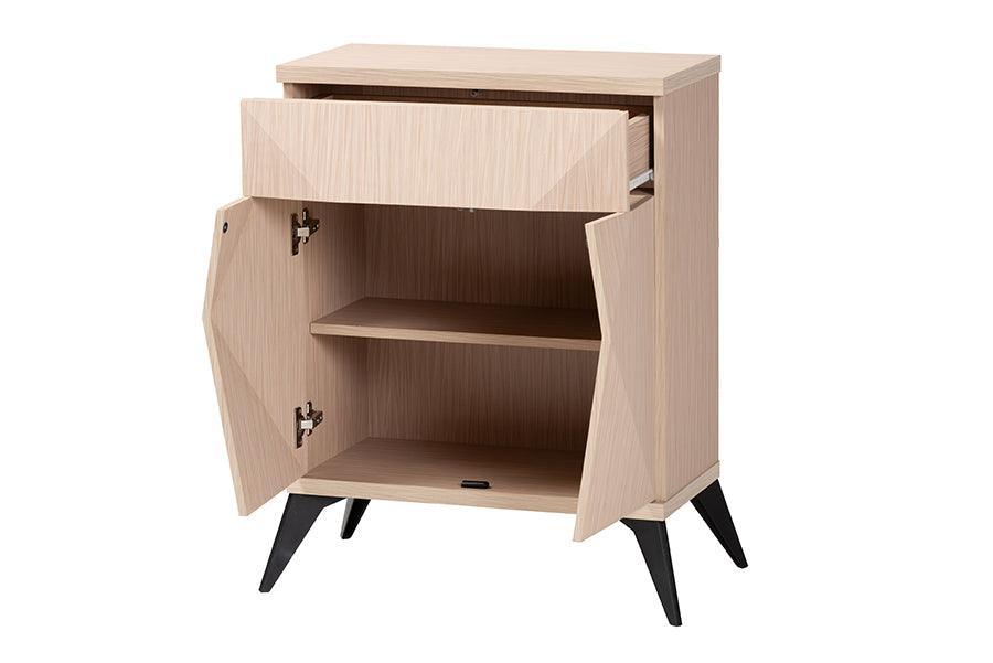 Baxton Studio Draper Mid-Century Modern Two-Tone Light Brown and Black Wood 2-Door Sideboard Buffet FredCo