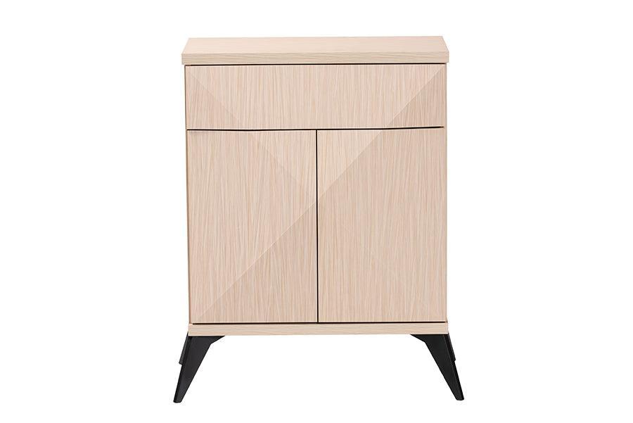 Baxton Studio Draper Mid-Century Modern Two-Tone Light Brown and Black Wood 2-Door Sideboard Buffet FredCo