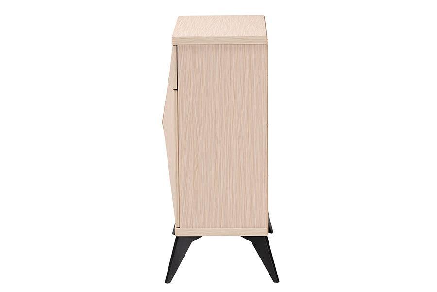 Baxton Studio Draper Mid-Century Modern Two-Tone Light Brown and Black Wood 2-Door Sideboard Buffet FredCo