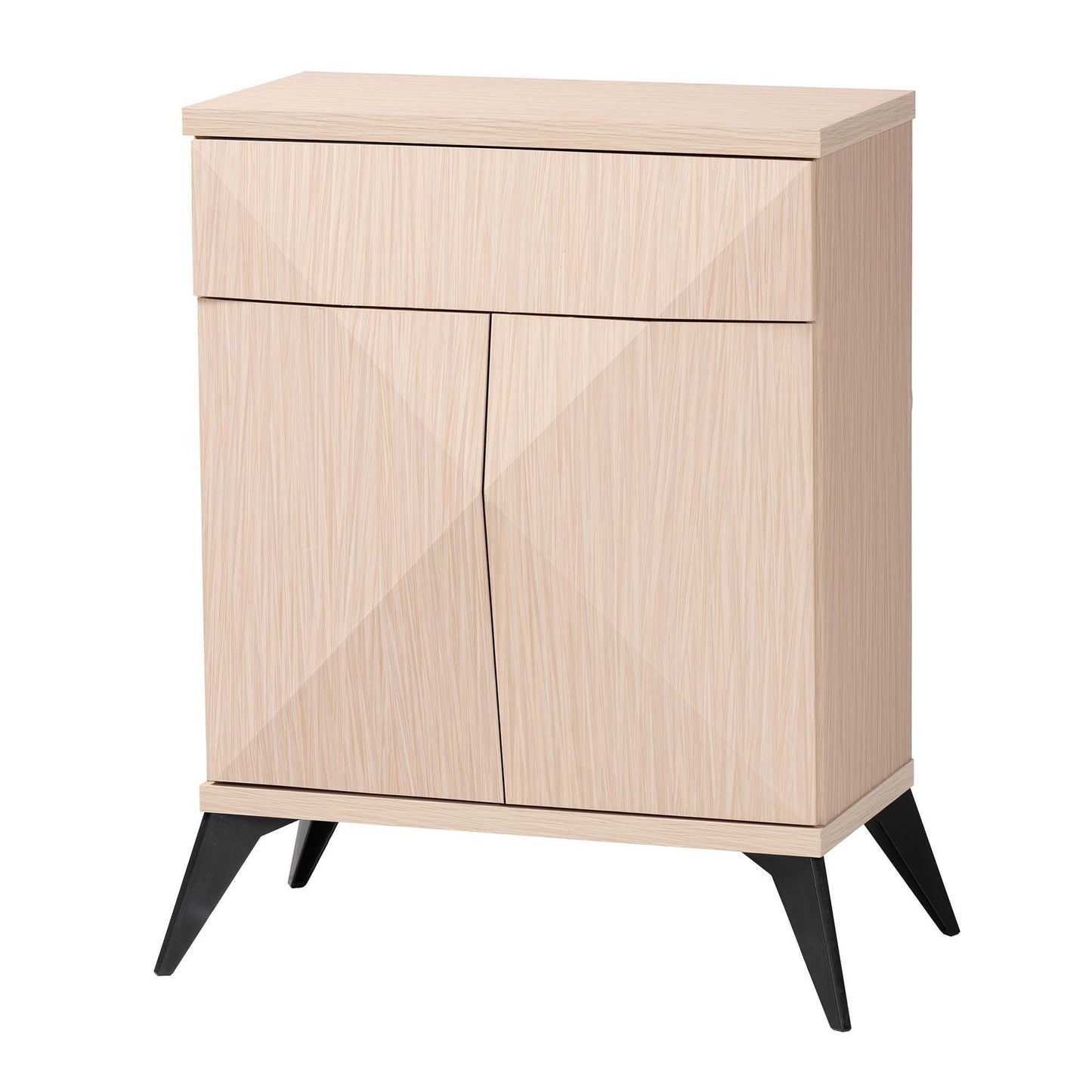 Baxton Studio Draper Mid-Century Modern Two-Tone Light Brown and Black Wood 2-Door Sideboard Buffet FredCo