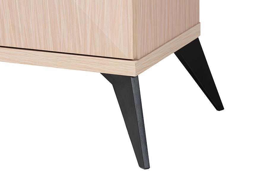 Baxton Studio Draper Mid-Century Modern Two-Tone Light Brown and Black Wood 2-Door Sideboard Buffet FredCo