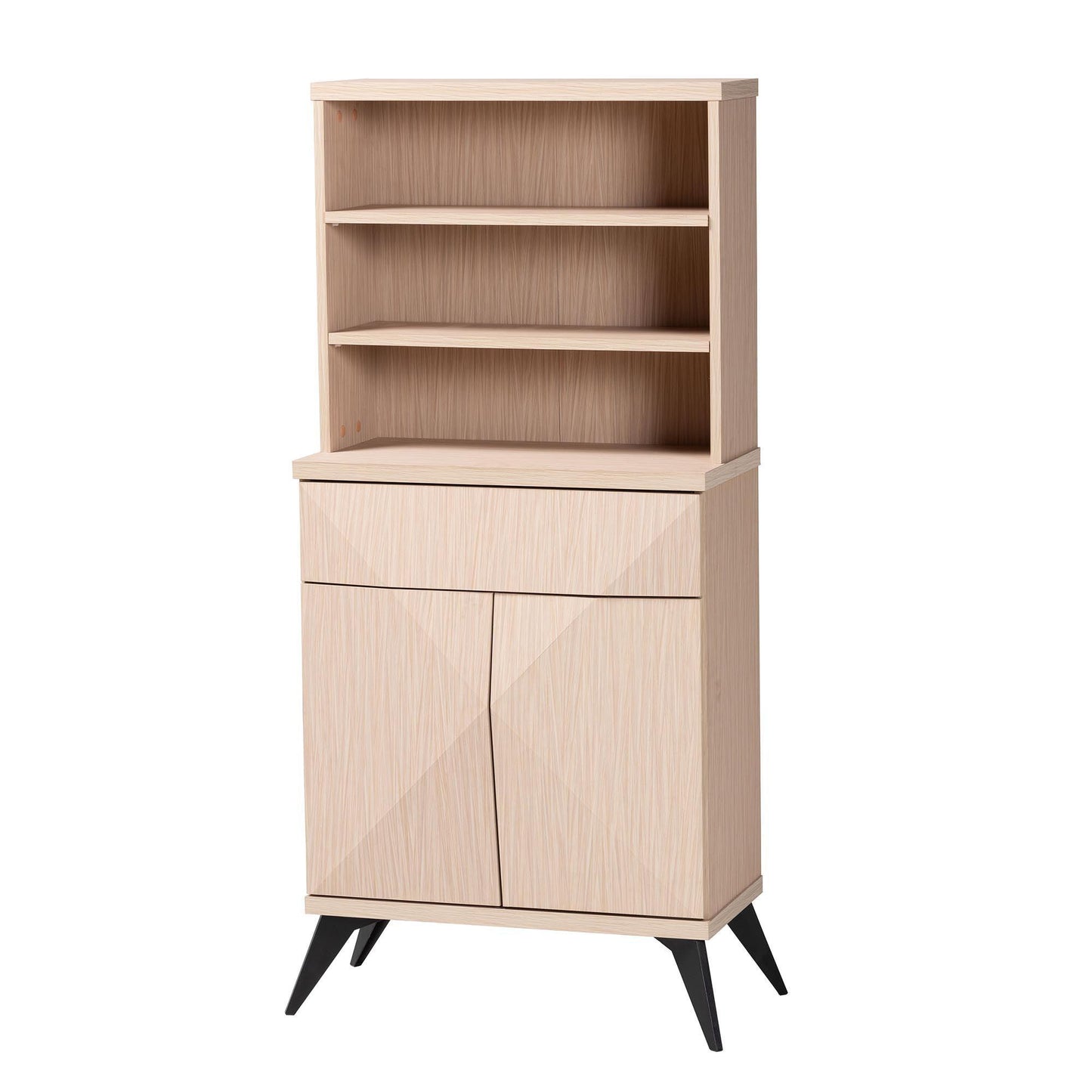Baxton Studio Draper Mid-Century Modern Two-Tone Light Brown and Black Wood Kitchen Cabinet FredCo
