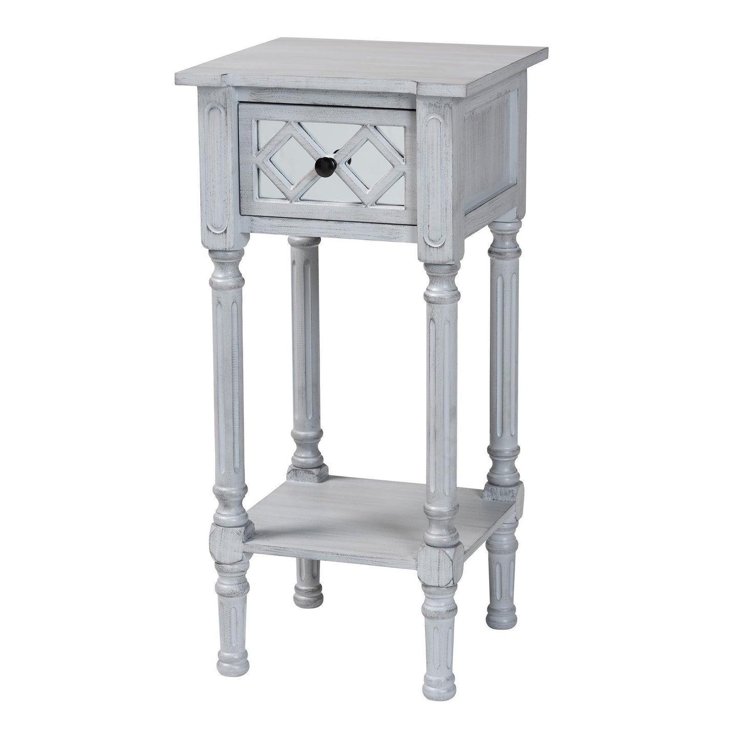 Baxton Studio Gellert Classic and Traditional Grey Finished Wood 1-Drawer End Table FredCo