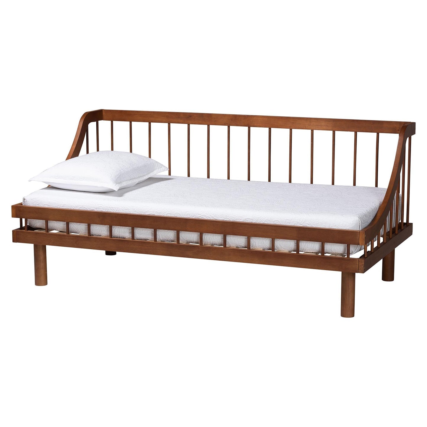 Baxton Studio Helio Mid-Century Modern Walnut Brown Finished Wood Twin Daybed FredCo