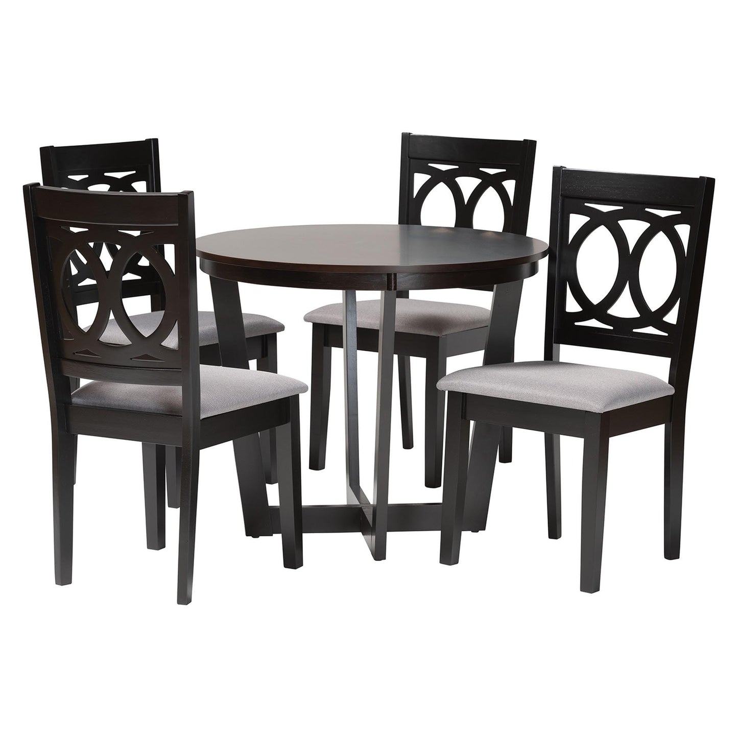 Baxton Studio Kara Modern Grey and Dark Brown Finished Wood 5-Piece Dining Set FredCo