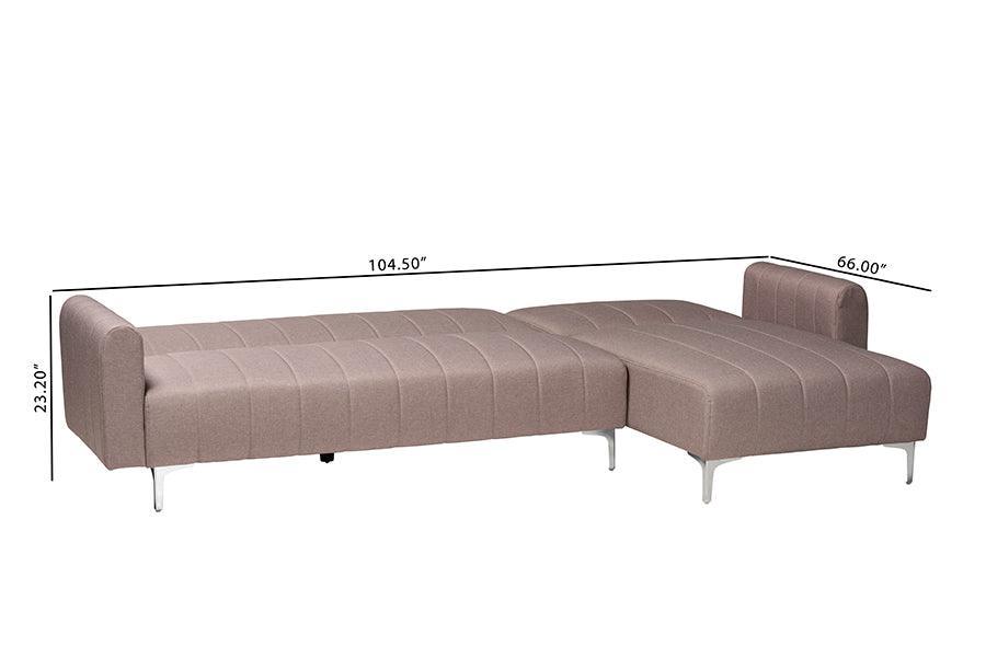 Baxton Studio Lanoma Contemporary Clay Fabric Upholstered Convertible Sleeper Sofa FredCo