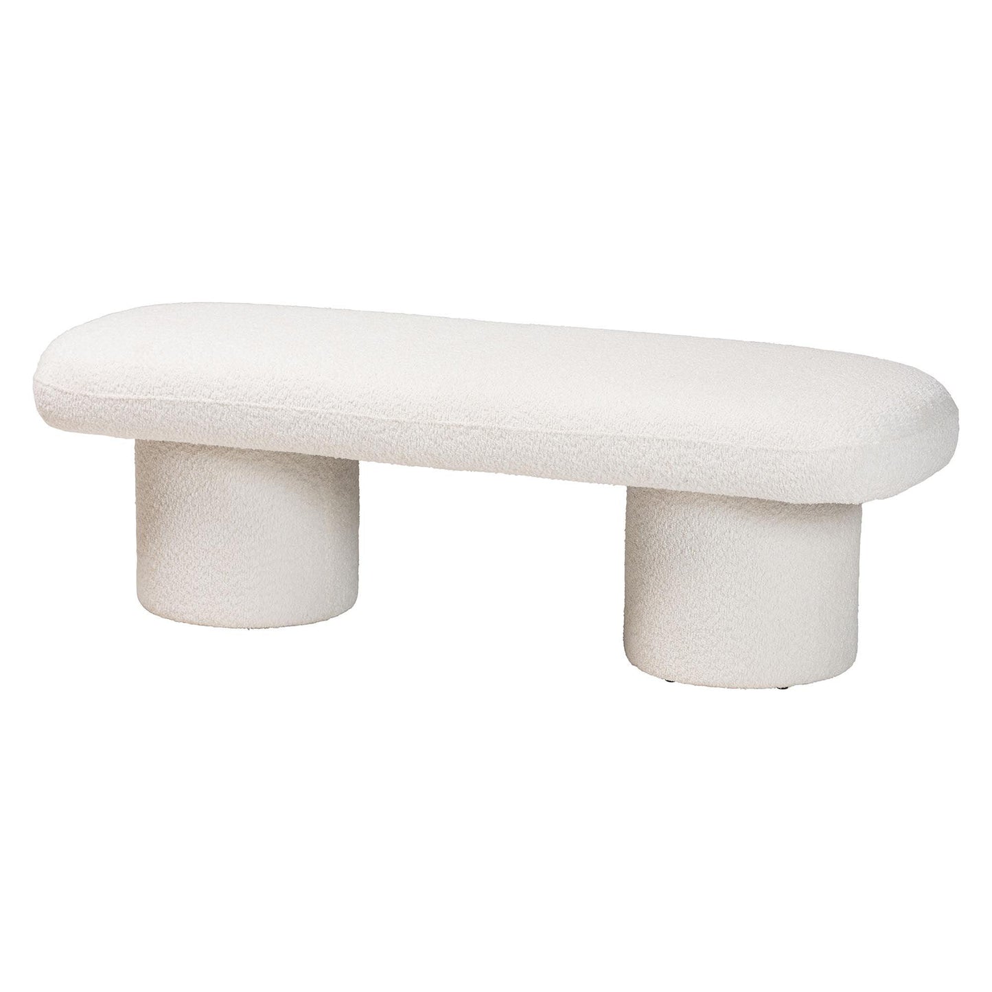 Baxton Studio Laria Modern White Teddy-Bear Fabric Accent Bench FredCo